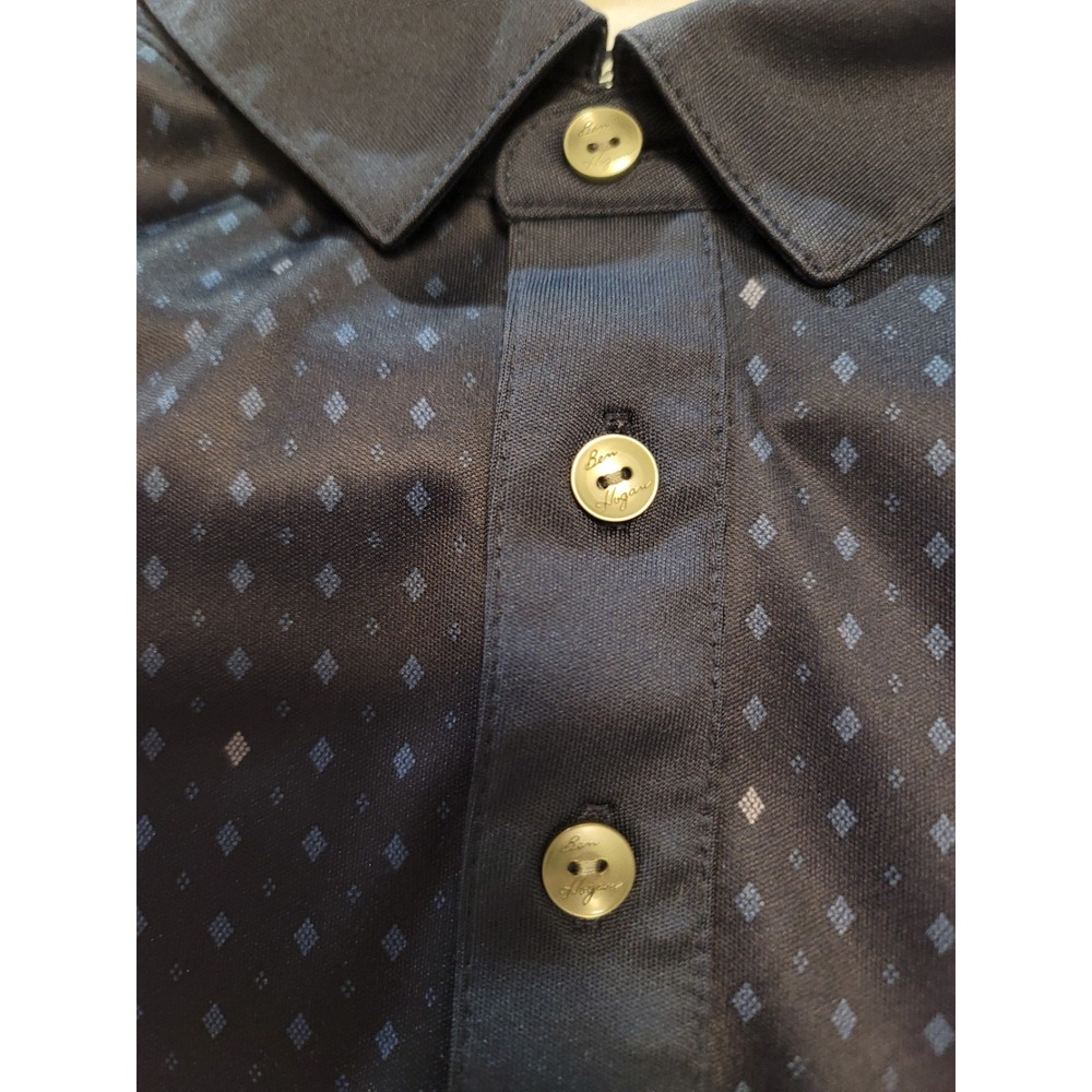 Ben Hogan Performance Polo Shirt Mens XL Navy Blue Geometric Diamond Golf Top - Picture 9 of 12